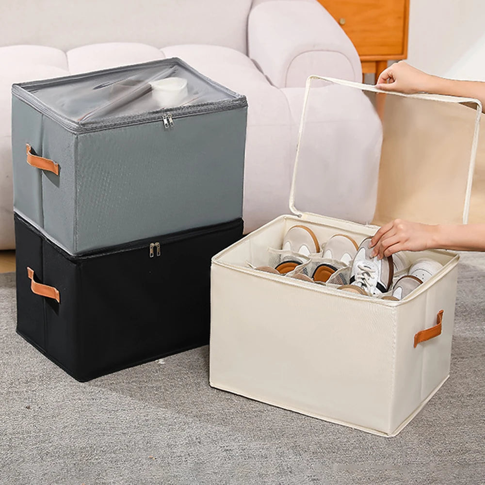 KindFuny 12-Pair Foldable Shoe Storage Box Organizer