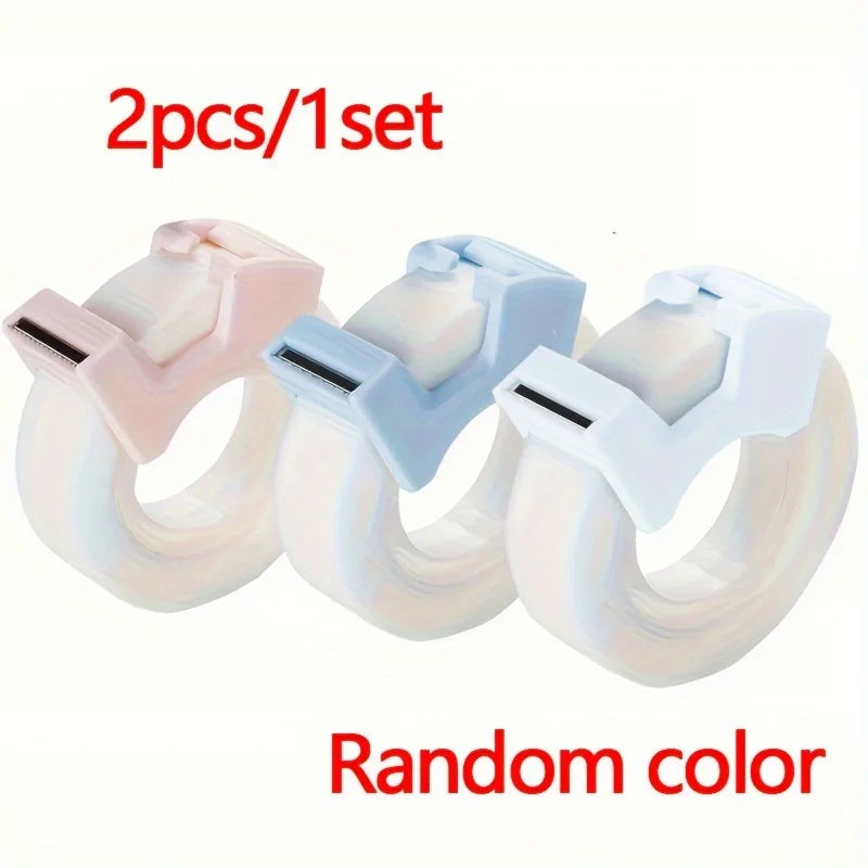 2-Pack Clear Tape Dispenser with Cutter – Pink & Blue