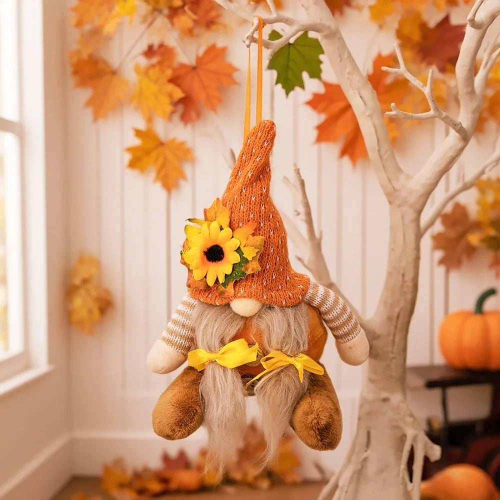 Thanksgiving Harvest Gnome Ornament – Maple Leaf Fabric Pendant