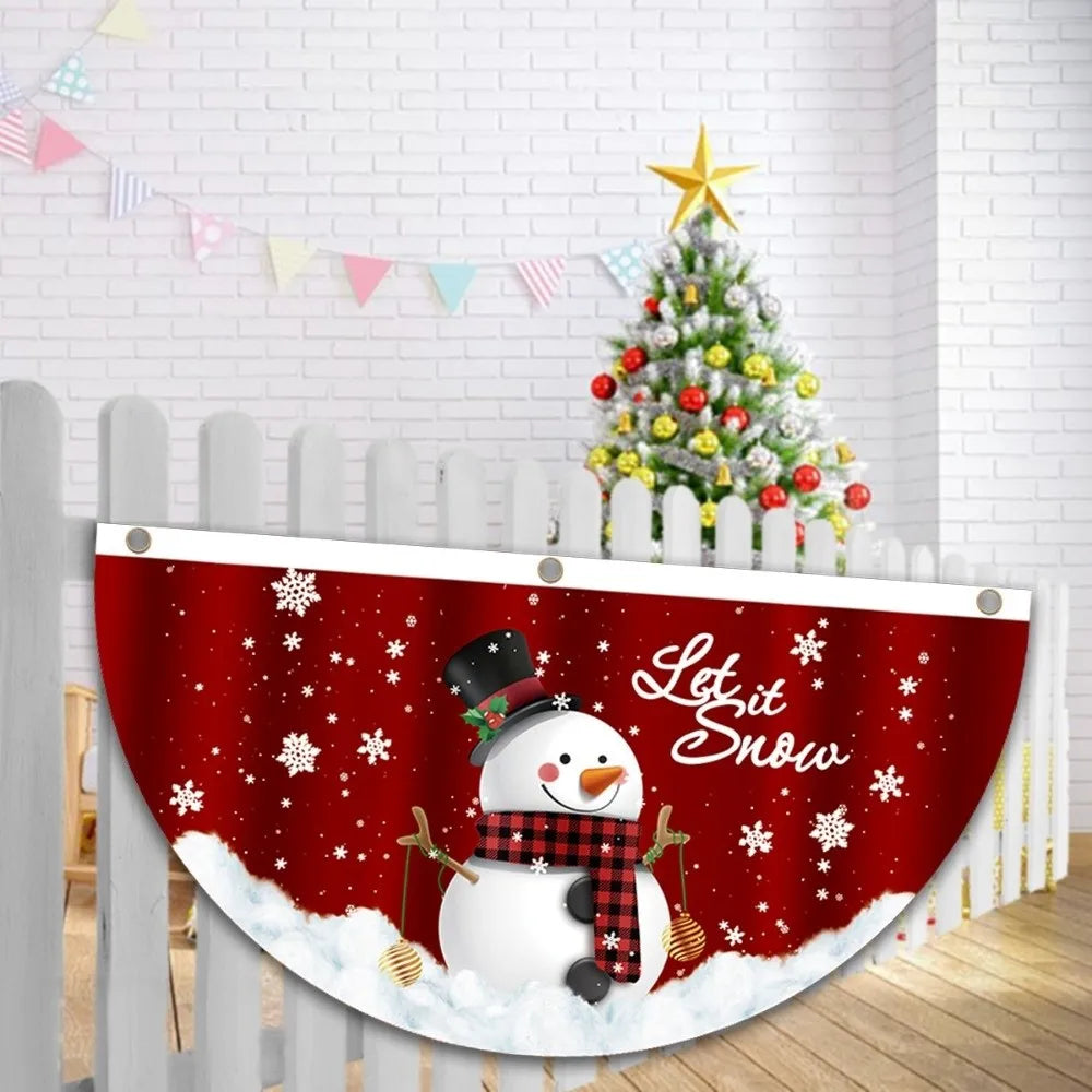Christmas Snowman Fan Flag – Outdoor Holiday Door Decor