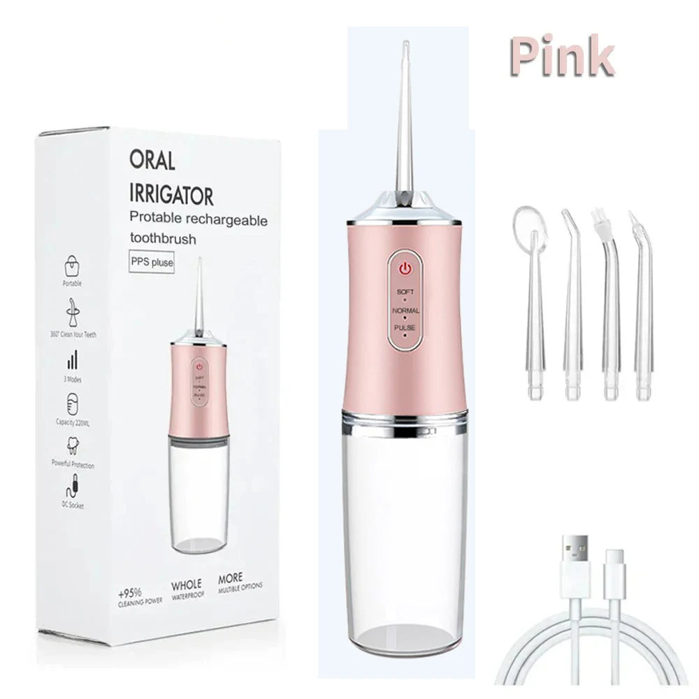 Portable Dental Water Flosser USB Rechargeable 200ml 3 Modes
