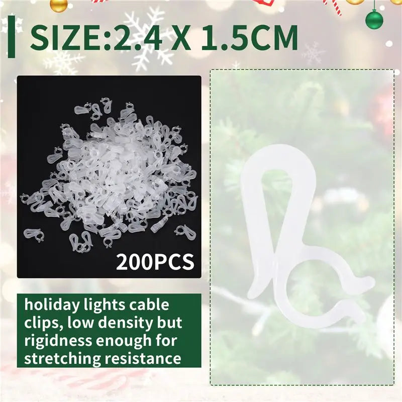 200-Pack Christmas Light Gutter Clips for Outdoor String Lights