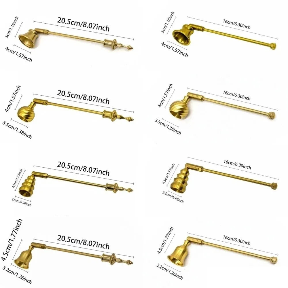 Bell-Shaped Gold Metal Candle Snuffer – Long Handle Elegant