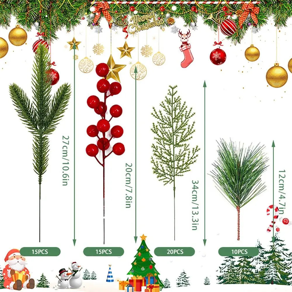 Artificial Christmas Pine Branches with Red Berries – DIY Set