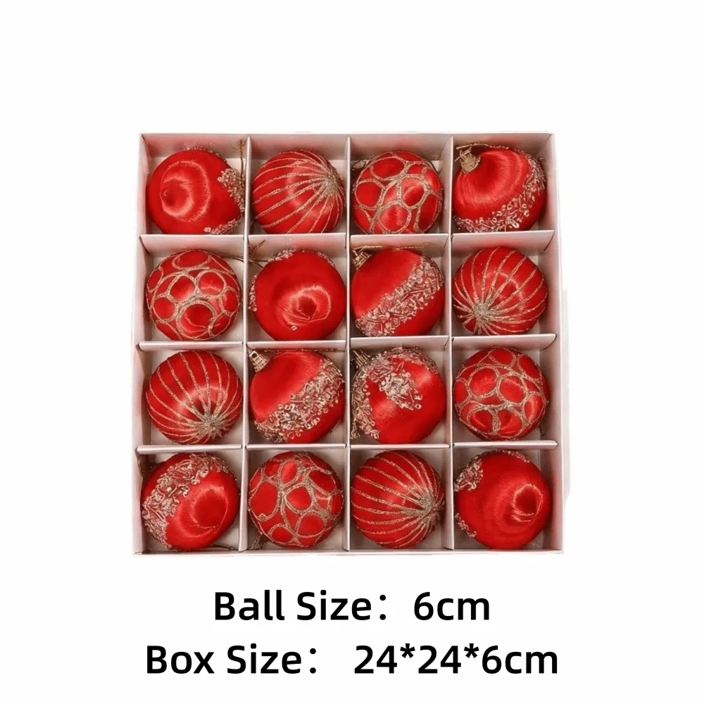 16-Pc Silk Christmas Ball Ornaments Set – 6cm Special-Shaped