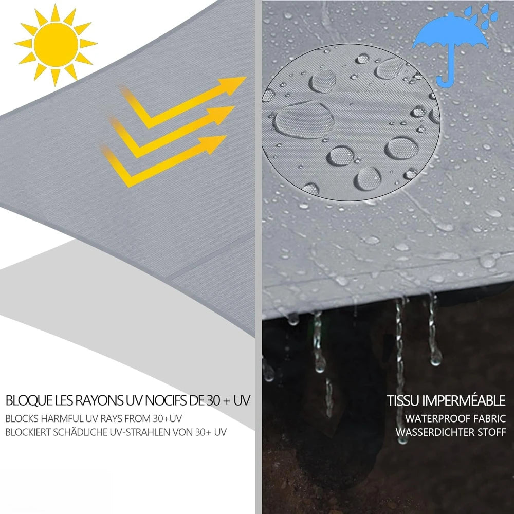 Waterproof Triangle Sun Shade Sail – 98% UV Block for Patio