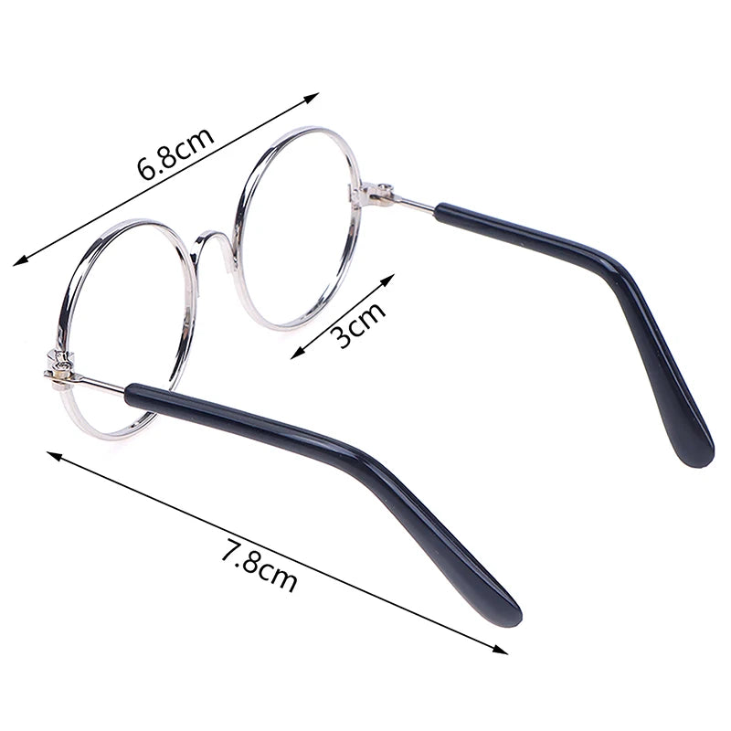 Miniature Round Frame Lensless Eyeglasses for 20cm Dolls