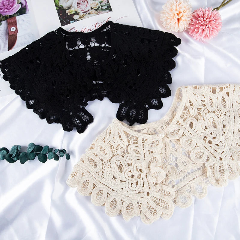 Women's Hollow Crochet Lace Detachable Collar – Floral O-Neck