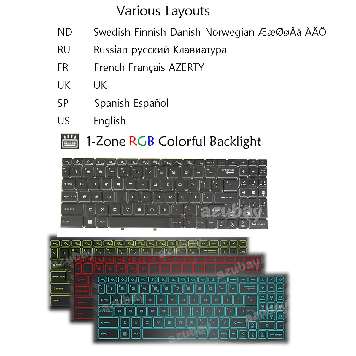 RGB Backlit Keyboard for MSI Pulse GL76 GL66 – Multi-Layout
