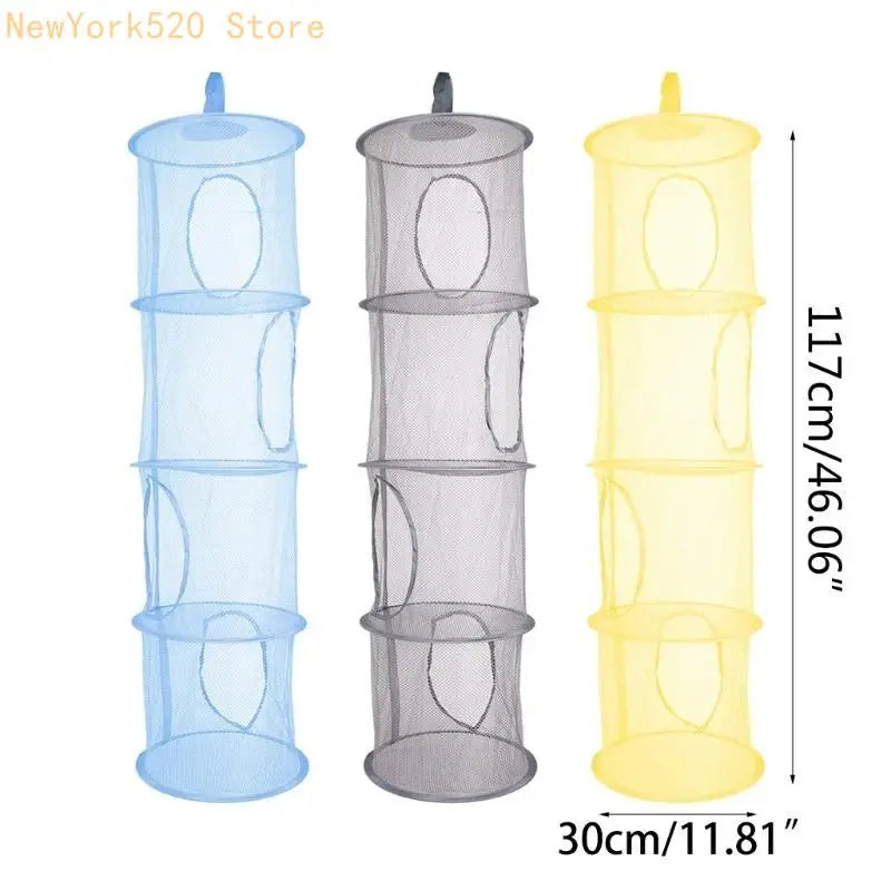 4-Tier Hanging Mesh Storage Basket – Foldable Closet Organizer