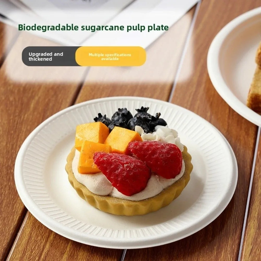 50-Pack Disposable Round Paper Plates – Oil Resistant, Eco-Friendly