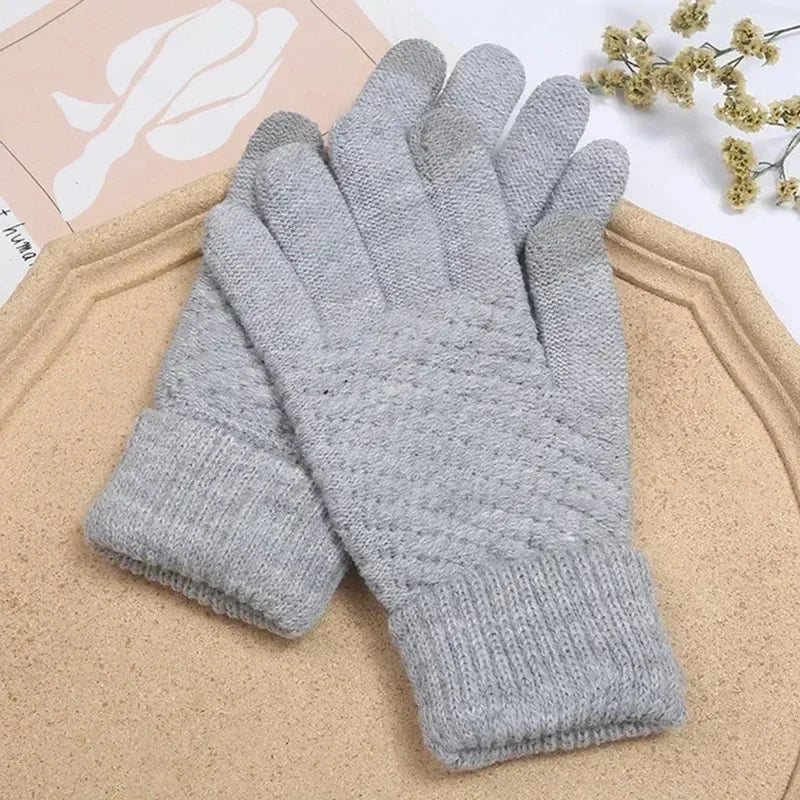 Women's Cashmere Knit Touch Screen Winter Gloves – Warm & Chic