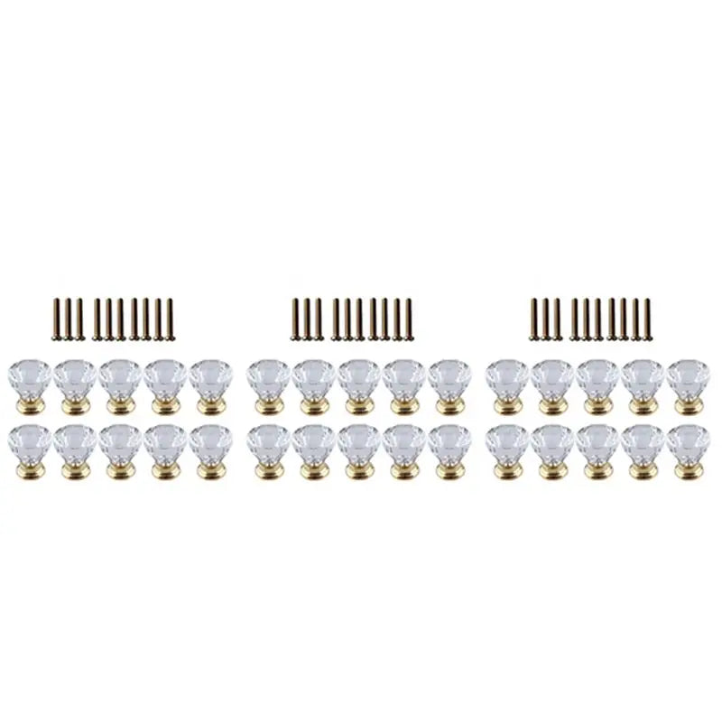 30-Pack Crystal Diamond Cabinet Knobs – Zinc Alloy Drawer Handles