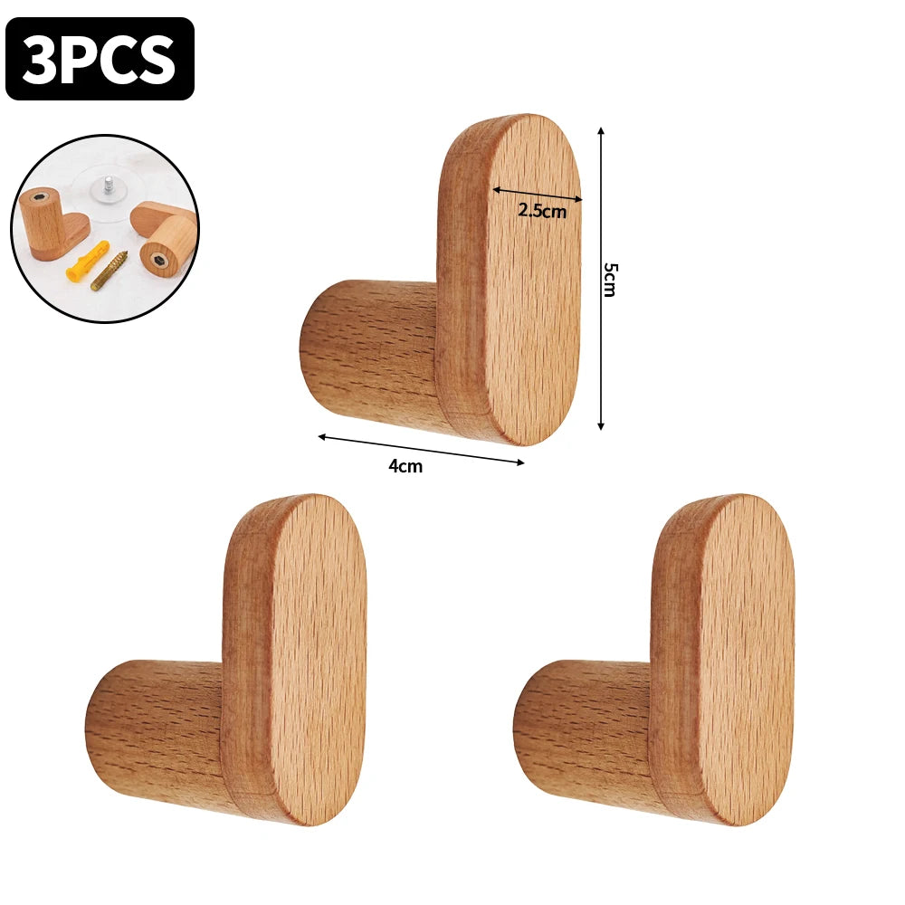 Beech Wood Wall Hook – Coat Rack, Key & Hat Hanger