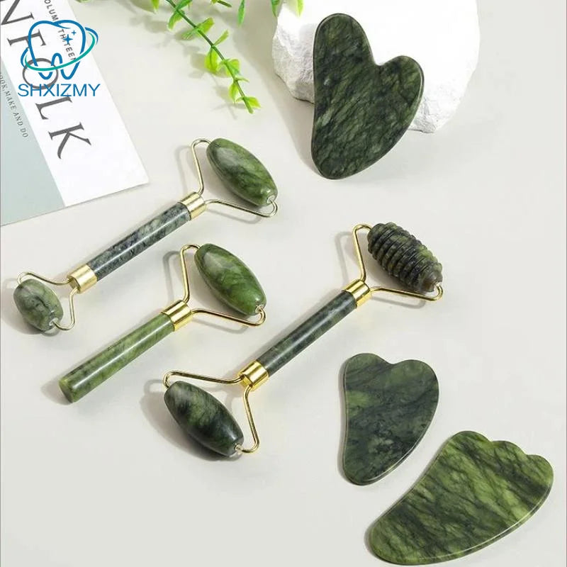 Natural Jade Roller & Gua Sha Set – Face & Body Massage