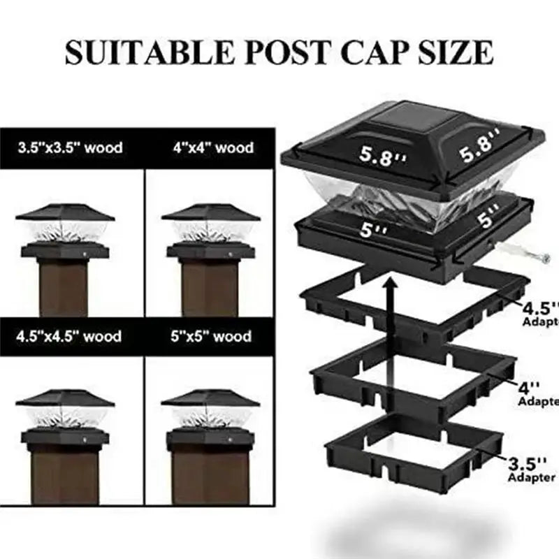 Solar LED Fence Post Cap Lights – Dual Mode, IP65, 2-Pack