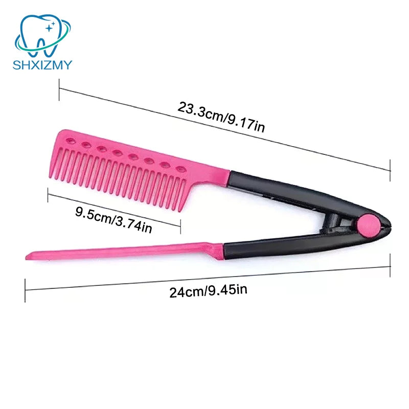 V-Type Hair Straightener Brush – Styling Comb for Men & Women