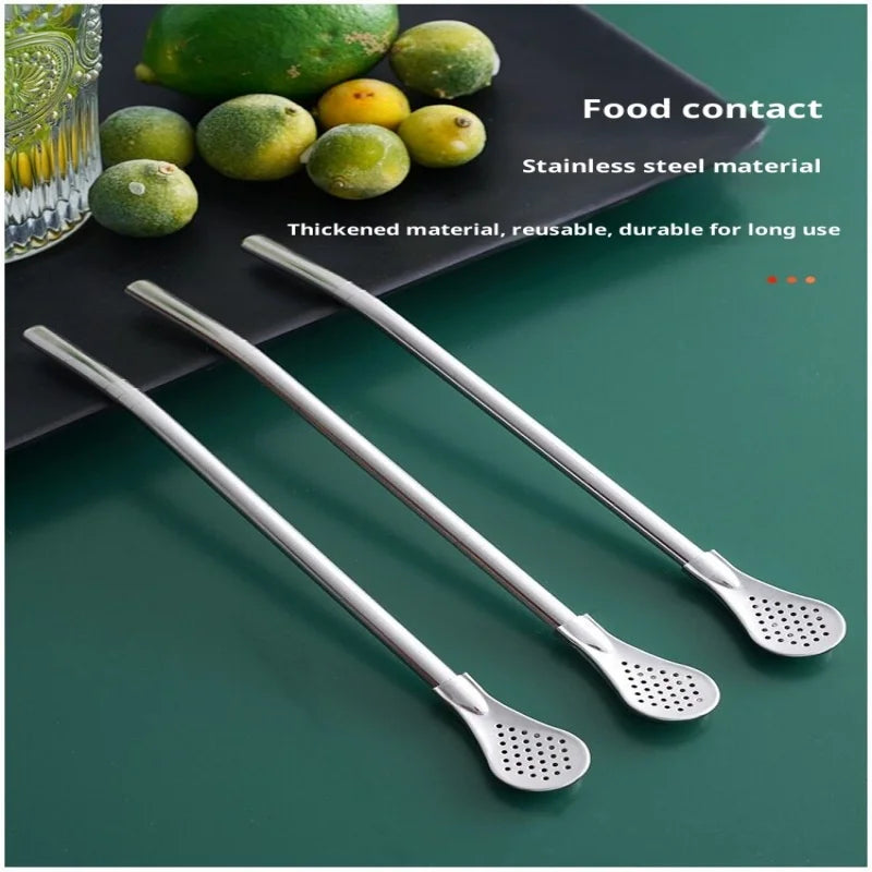 2-in-1 Stainless Steel Filter Straw Spoon – Yerba Mate Tea Infuser