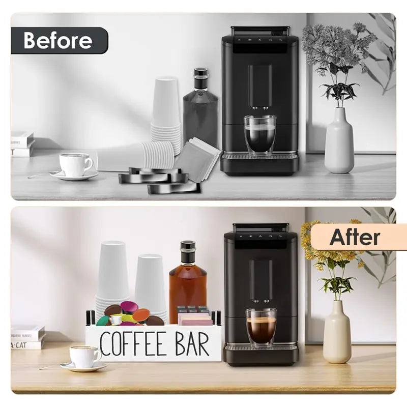 Wooden Coffee Station Organizer & Coffee Pods Holder