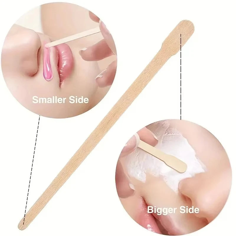 100PCS Disposable Wooden Wax Spatulas – Face & Eyebrow Waxing