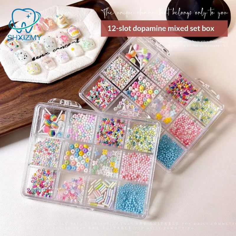 3D Nail Art Resin Beads Flower Decorations – 12/36 Grid Box