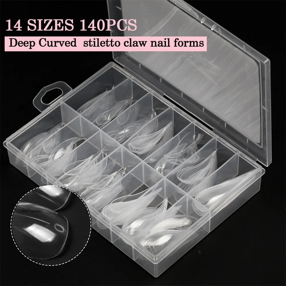 140pc Dragon Claw Nail Extension Molds – Full Cover Gel Kit