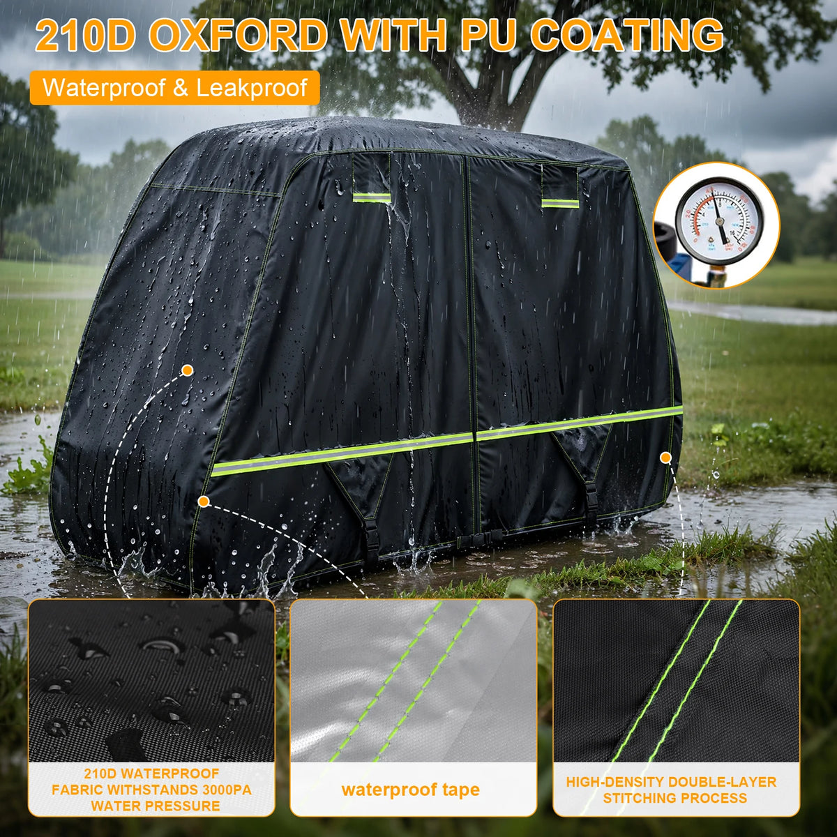 Waterproof 400D Golf Cart Cover – Fits 2 & 4 Passenger Carts