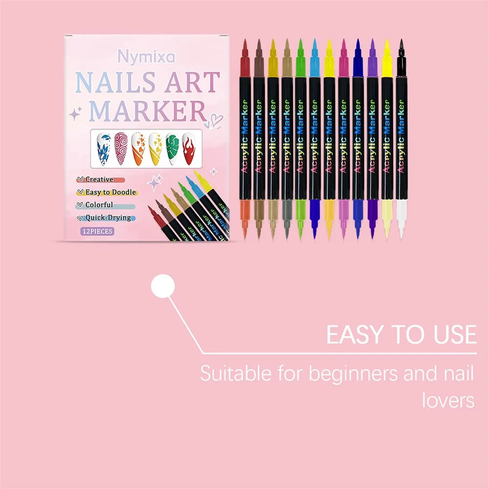 12-Piece Dual-Ended Nail Art Dotting Tool Set – Manicure Kit