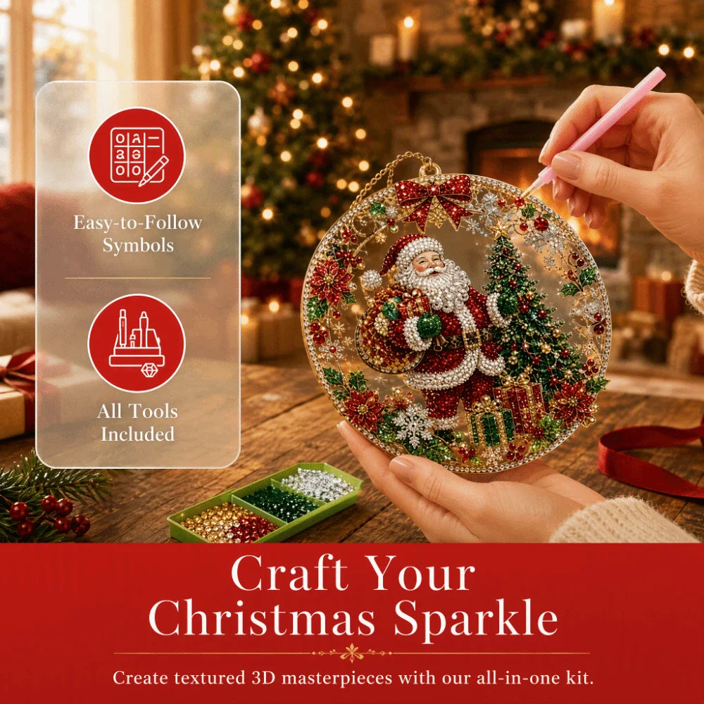 5D Christmas Diamond Painting Pearl Bead Ornament Kit – 20cm