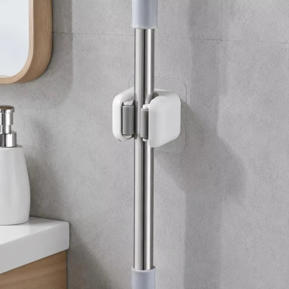 No-Drill Wall Mount Mop & Broom Holder Hook – Strong Adhesive