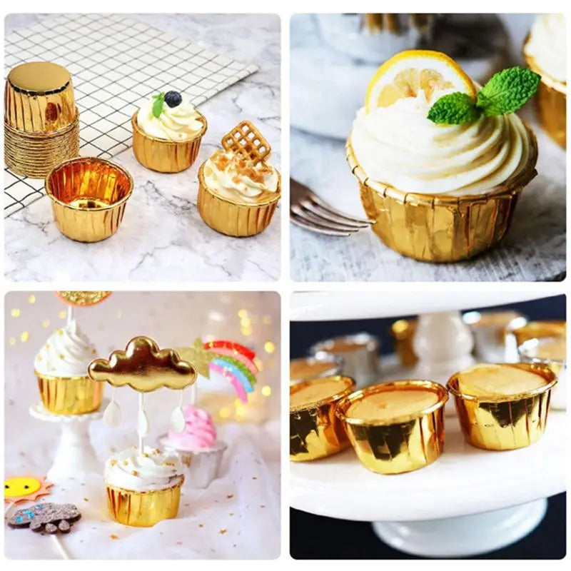 150-Pack Gold Aluminum Foil Cupcake Liners & Muffin Cups