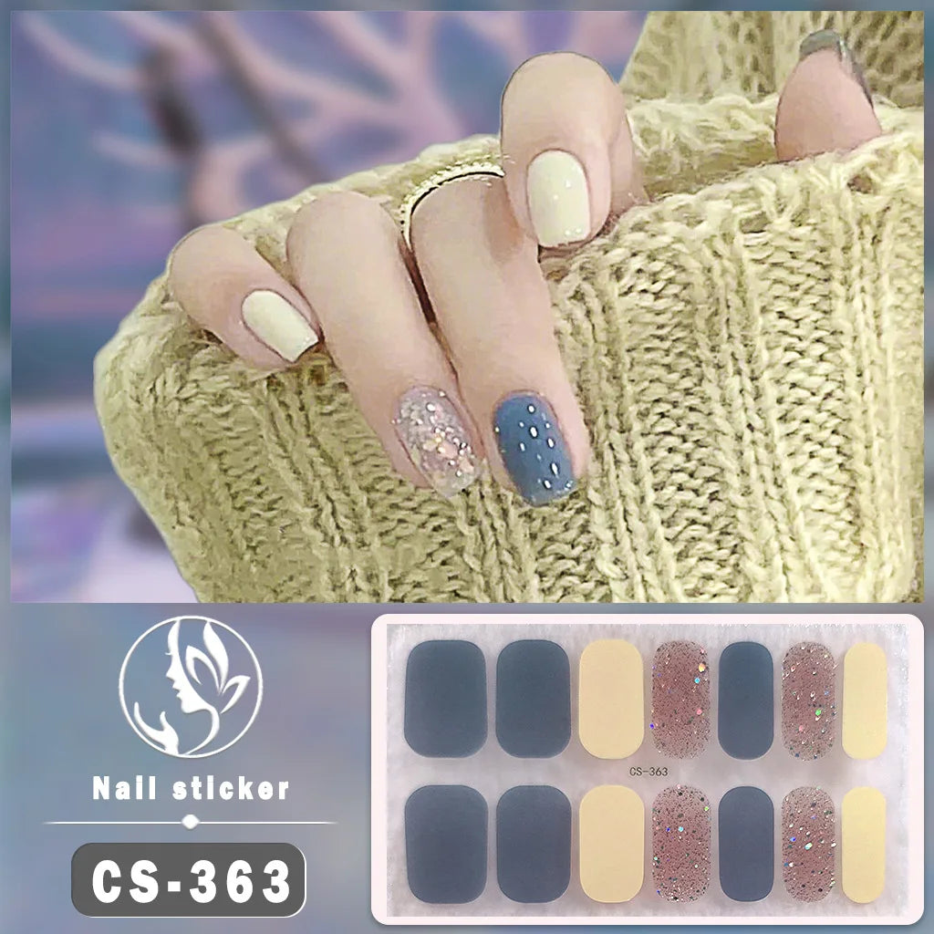 Solid Color Self-Adhesive Gel Nail Art Stickers & Decals