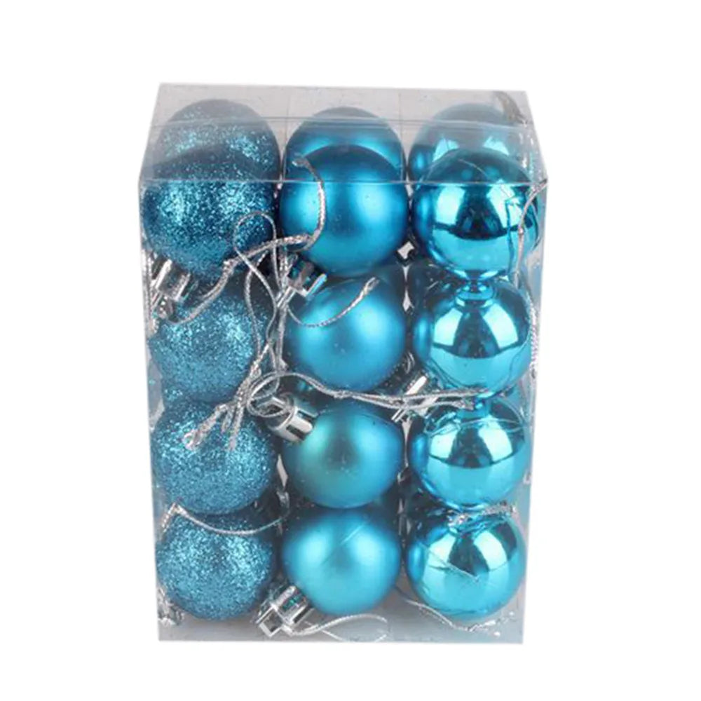 24-Pack Glitter Christmas Ball Ornaments 30mm Gold Pink Champagne