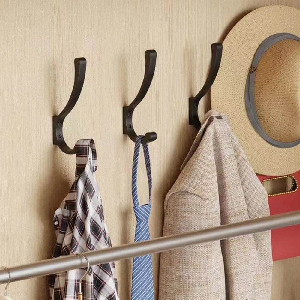 Heavy Duty Wall Mount Coat Hooks – Black Aluminum Set of 8