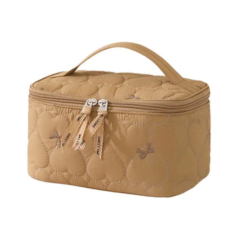 Large Waterproof Cosmetic Bag Heart Print Toiletry Pouch Women
