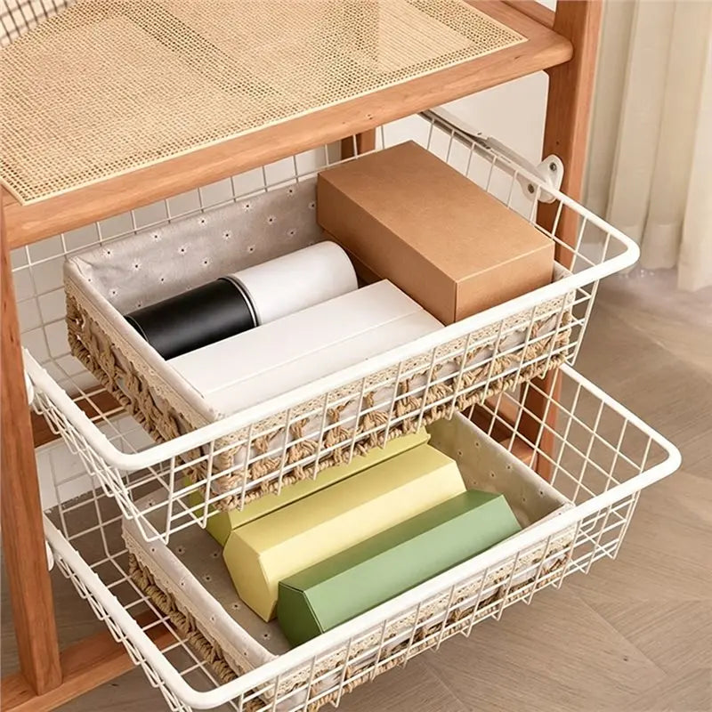 Hand Woven Rattan Desktop Organizer Tray Set of 3 – Stackable