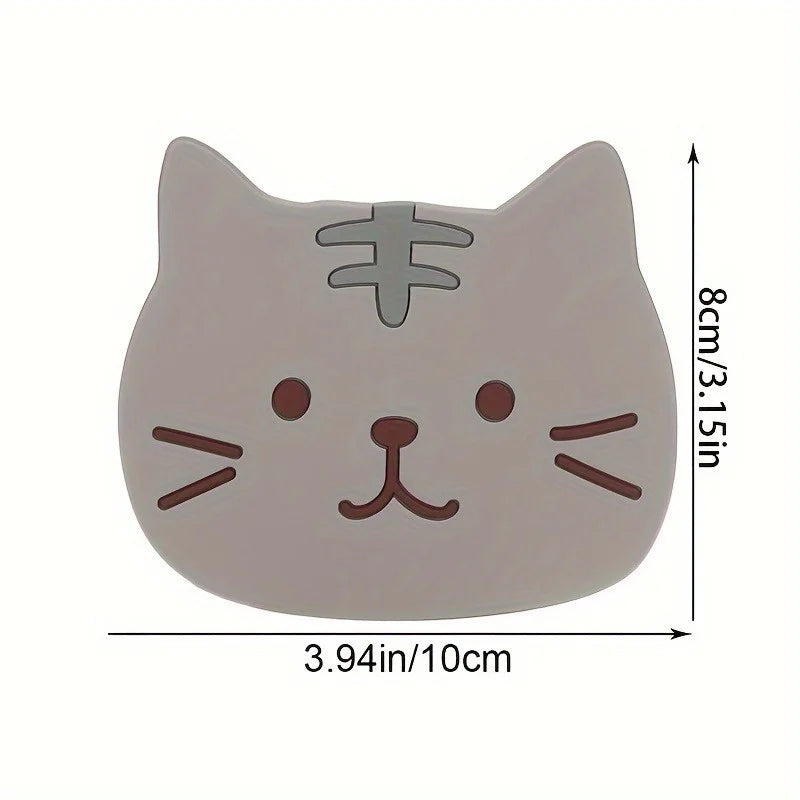 Cartoon Cat Silicone Coaster – Heatproof Kitchen & Home Mat