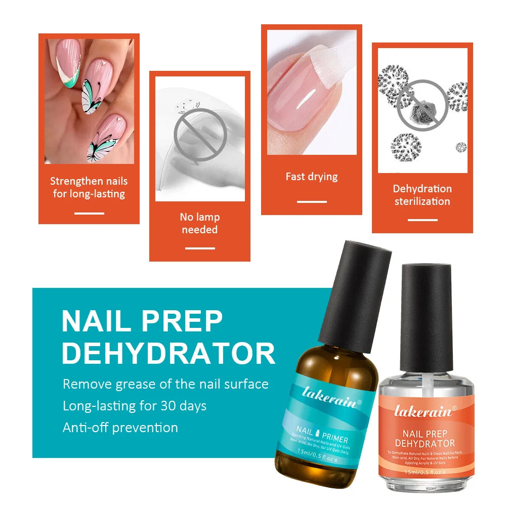 2-Pack Nail Primer & Prep Dehydrator for Gel Manicure 15ml