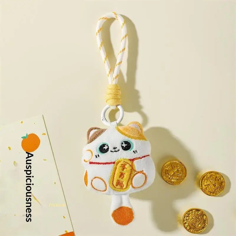 Lucky Cat Plush Keychain Pendant – Maneki Neko Mascot Doll Gift