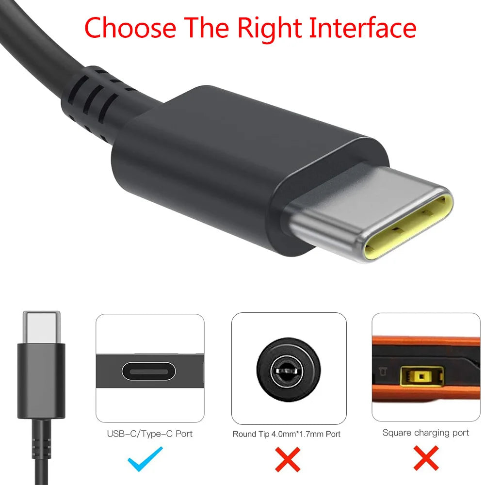 65W USB-C Charger for Lenovo ThinkPad T14 T480 T490 T580