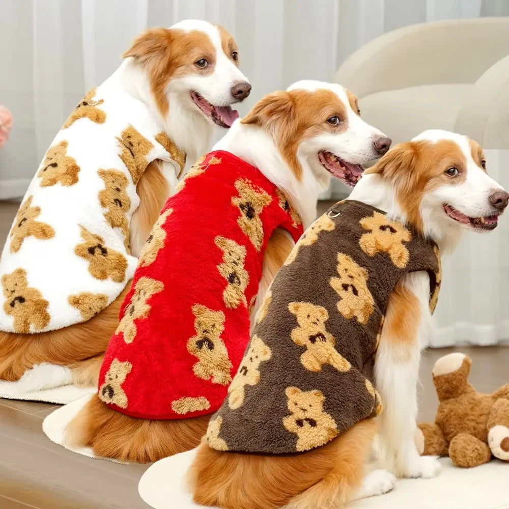 Winter Fleece Bear Pattern Dog Vest – XS to 9XL | Pet Sweater