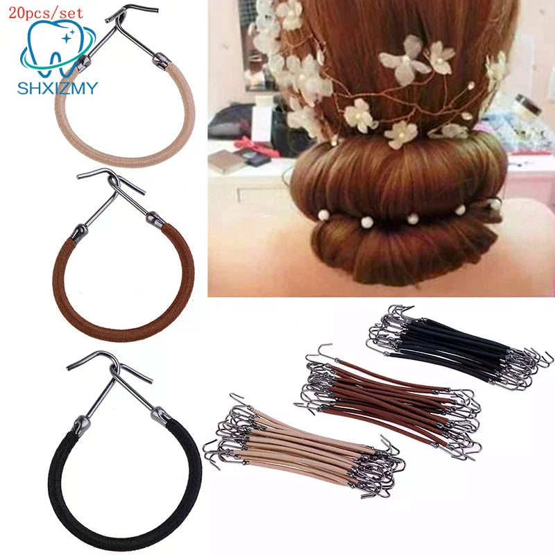 20-Pc Ponytail Hook Hair Bands – Elastic Clips for All Hair Types