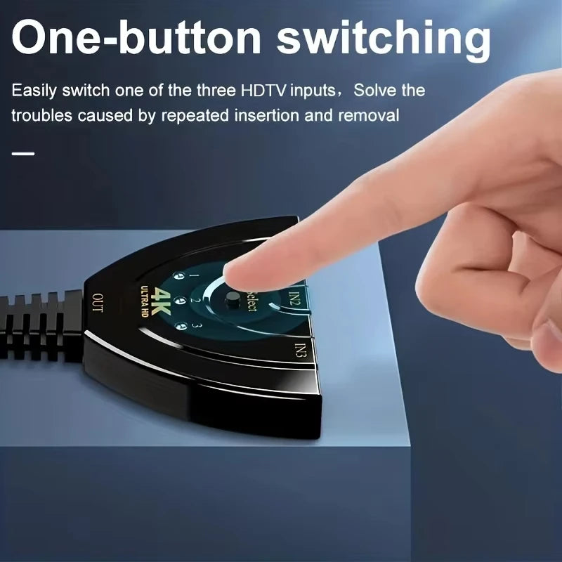 3-Port HDMI Switch 4K Splitter for TV Xbox PS3 PS4 | Plug & Play