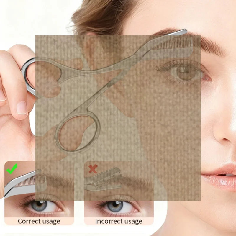 2-in-1 Eyebrow Scissors with Comb – Stainless Steel Trimmer