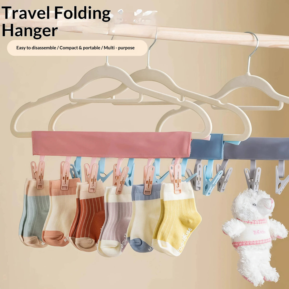 Foldable Travel Drying Rack with 6 Clips – Portable Laundry