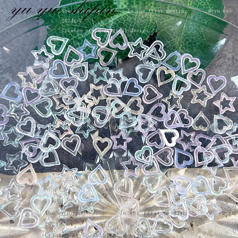 20Pcs 3D Resin Nail Art Charms – Heart & Star DIY Decor