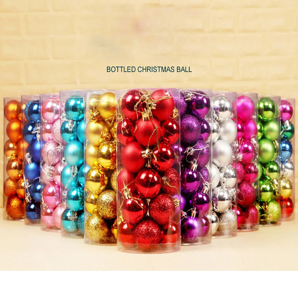 24-Pack Glitter Christmas Ball Ornaments 30mm Gold Pink Champagne