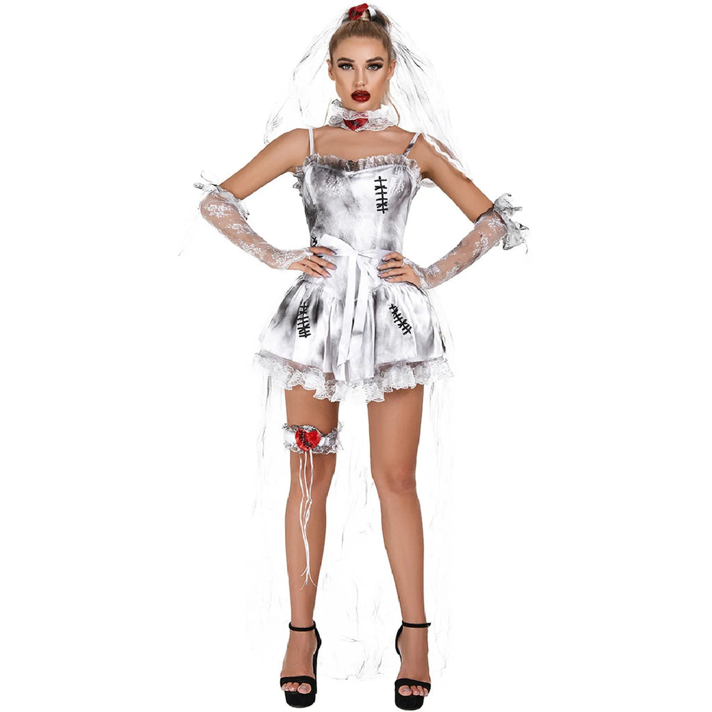 Women's Halloween Ghost Bride Cosplay Costume Set