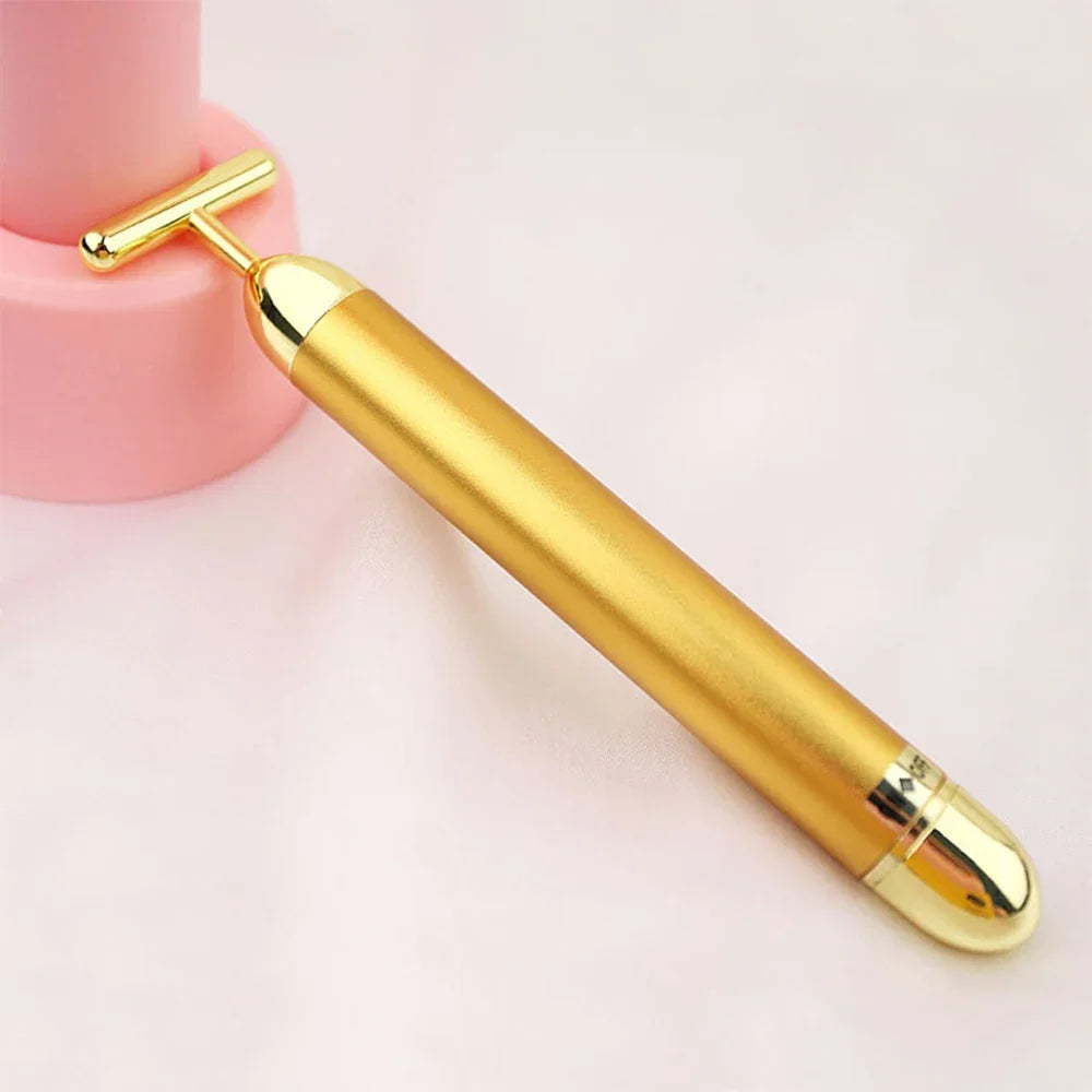24K Gold Vibrating Facial Beauty Bar – Firming Roller Massager