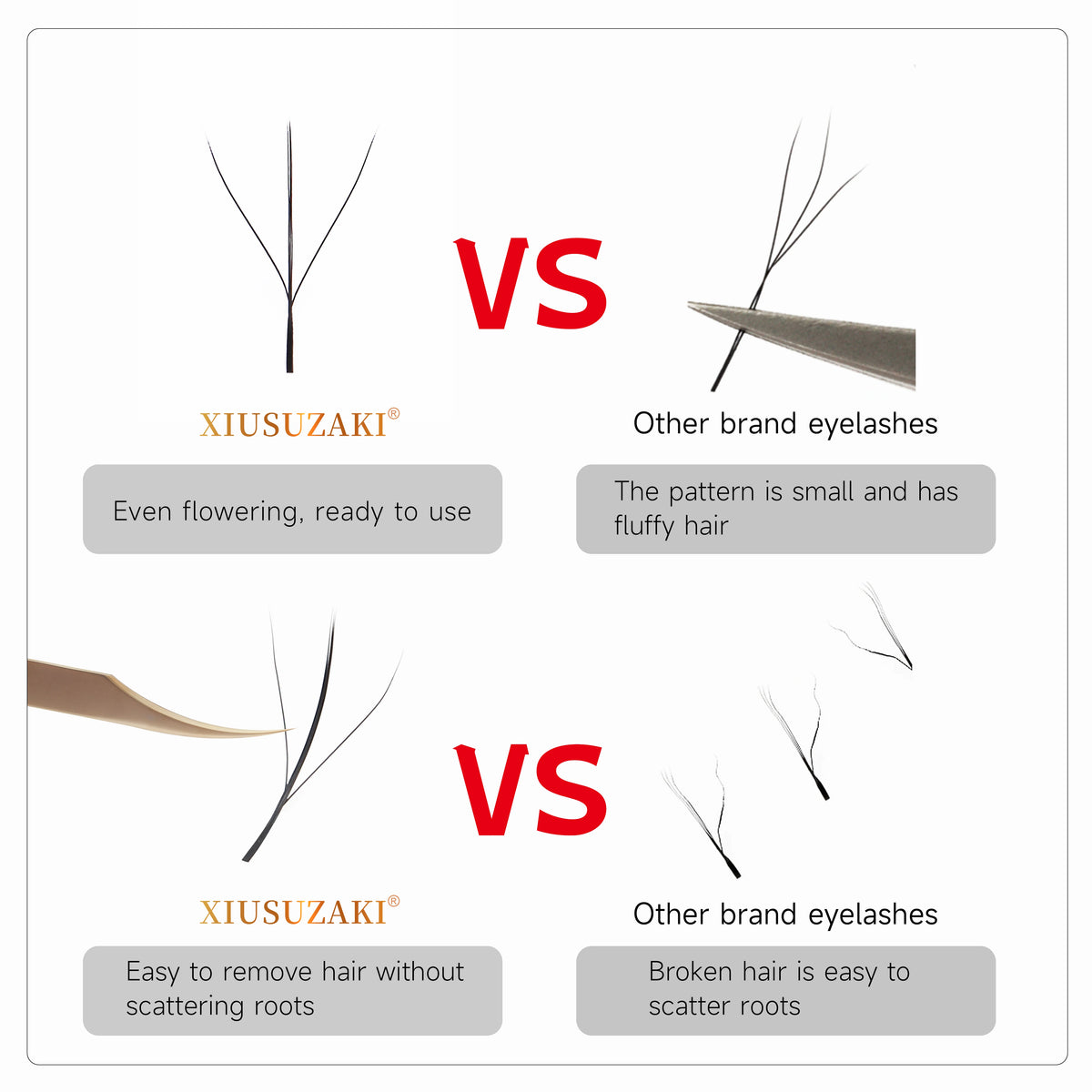 XIUSUZAKI 3D Premade Fan Mink Eyelash Extensions Triple Tips